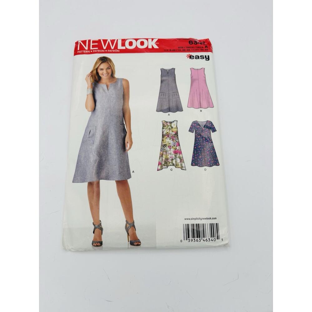 NEW LOOK 6340 MISSES' EASY DRESSES‎ Sewing pattern 4 Styles Sizes 8 - 20
